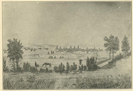 An illustration of the Omaha Indian Village on Papillion Creek, 1854. DOI: 2