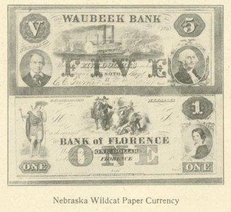 Two Wildcat notes from the Waubeek Bank and the Bank of Florence, c. 1856.  DOI: 5