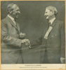 Black and white scrapbook image, possibly cut out from a magazine, depicting President Wilson shaking hands with his newly elected Vice-President, Thomas Marshall.