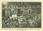 Black and white scrapbook clipping, image of President Wilson addressing congress in April, 1919.