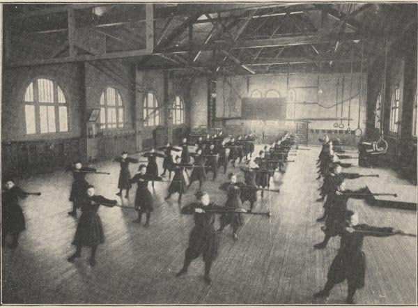A photograph of women's Physical Education class