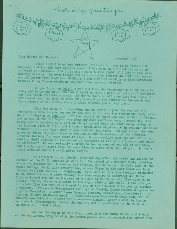 Page 1 of typewritten Christmas newsletter from C.S. Hamilton to alumni.  DOI: 2865