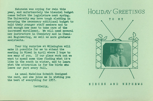 Side 2 of typewritten Christmas newsletter from C.S. Hamilton to alumni.  DOI: 2867