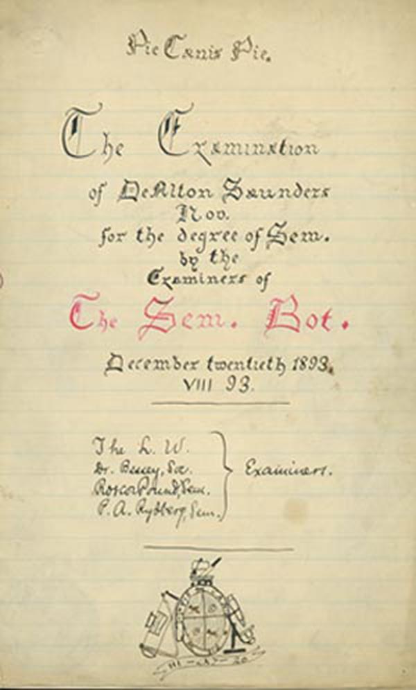Examination Packet for D.A. Saunders - 1893