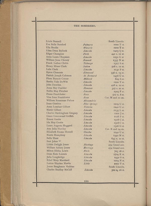 A list of the first year students in the Latin School from the 1883-84 Sombrero.