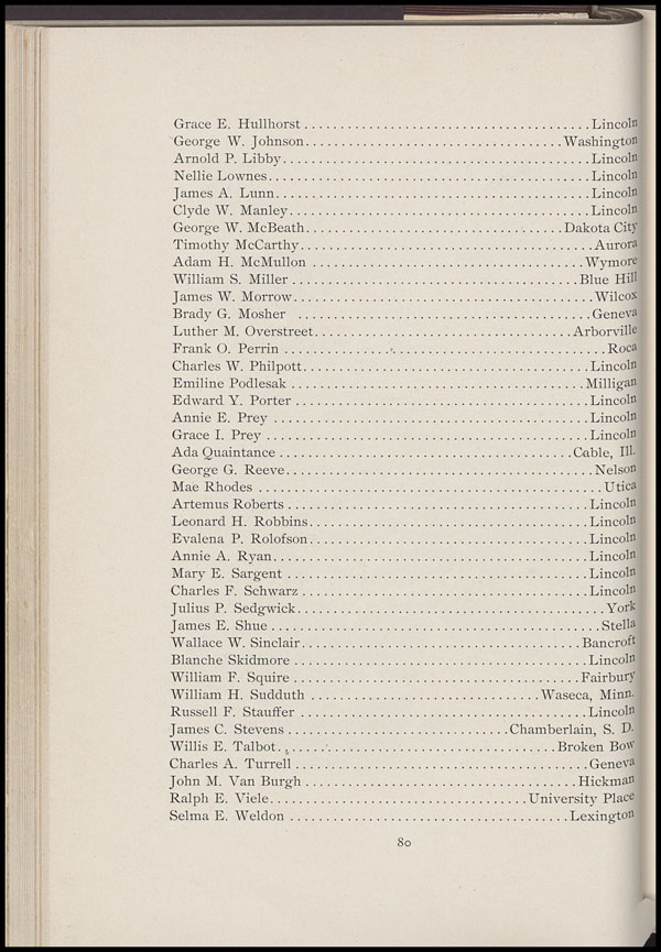 In the class history of the 1892 Sombrero, the second year preparatory students listed their fellow classmates as a part of their class history. This is the second page.
