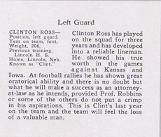 A little write up about Clinton Ross from the Cornhusker Yearbook, c. 1913.