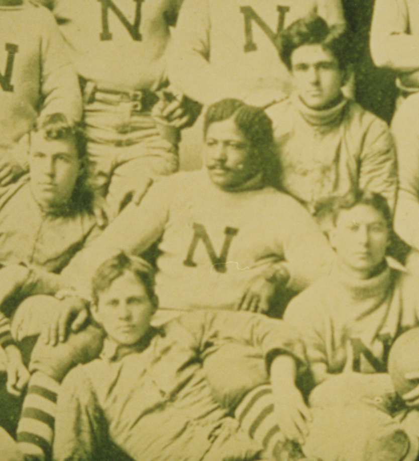 A photograph of George Flippin, Halfback for the Nebraska Cornhuskers, c. 1892.